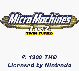 Micro Machines 1 and 2 Twin Turbo title screen for GameBoy Color